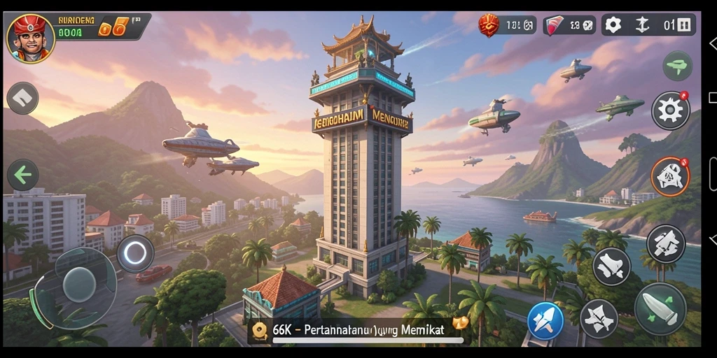 Tampilan menarik dari gameplay Tower Defense di 66K.