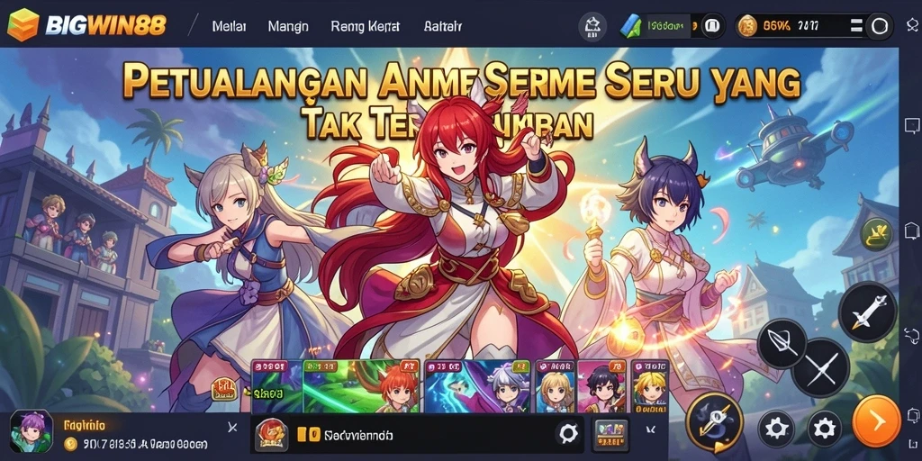 Tampilan sinematik dari gameplay yang menampilkan karakter Anime.