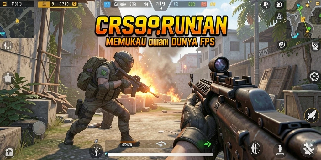 Screenshot utama CRS99 yang menampilkan aksi intens gameplay FPS.