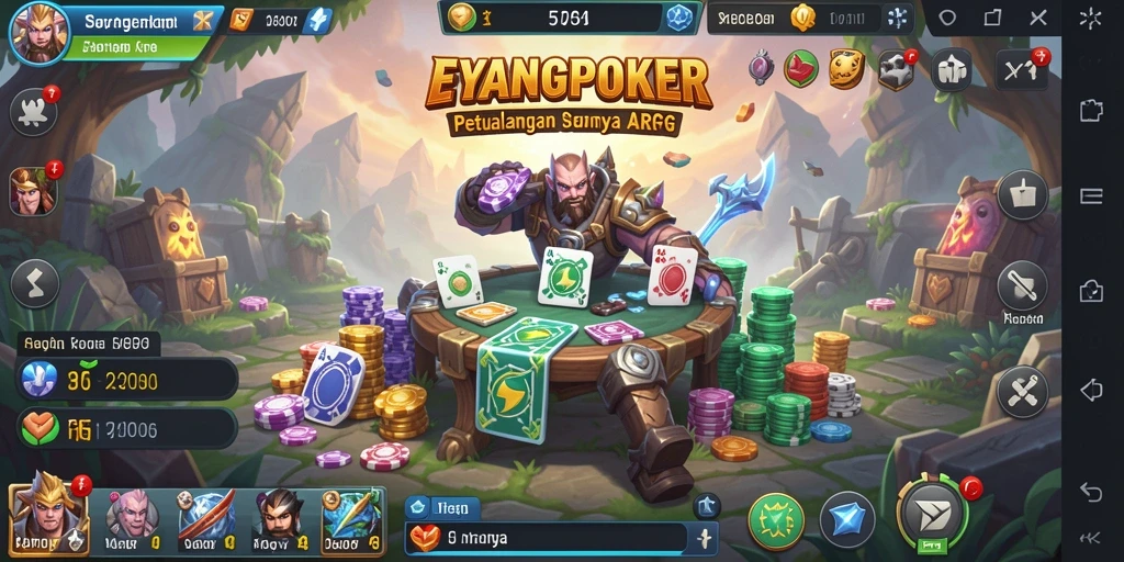 Screenshot menunjukkan aksi seru di dunia fantastis EYANGPOKER.