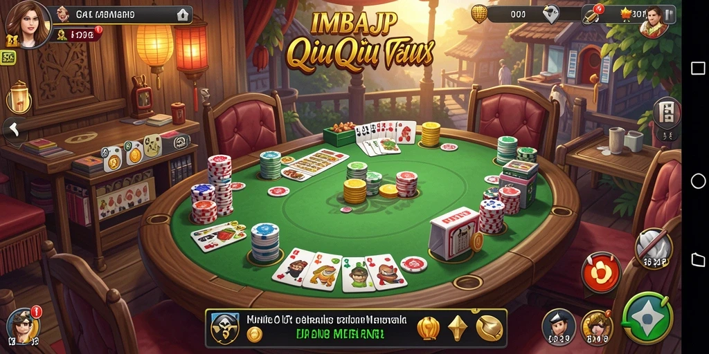 Screenshot gameplay IMBAJP menampilkan suasana permainan QiuQiu.