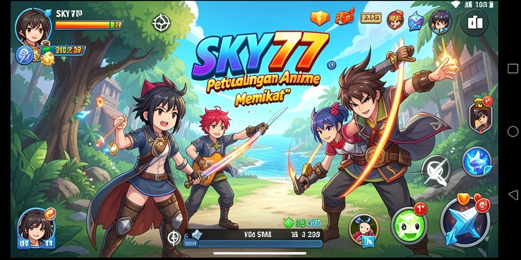 Gameplay SKY77 yang menampilkan karakter Anime dalam aksi spektakuler.