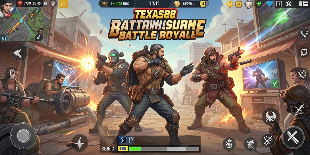 Tampilan seru dari gameplay Battle Royale TEXAS88 yang mendebarkan.