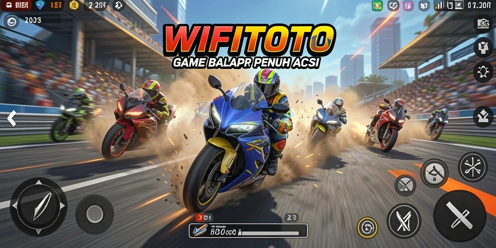 Screenshot gameplay WIFITOTO menunjukkan aksi balapan yang mendebarkan.